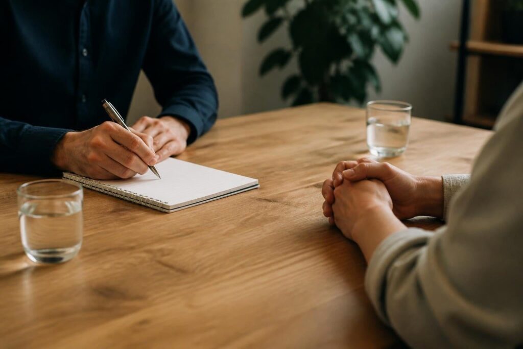 Entretien individuel autour d'une table